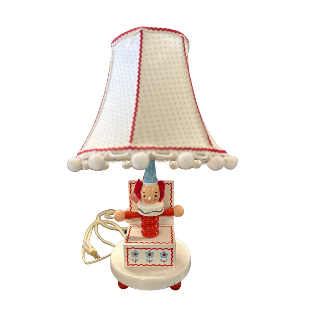 Vintage: Underwriters' Laboratories  • Wooden Jack In The Box‎ Clown Lamp